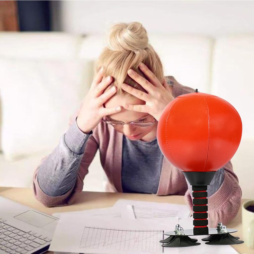 Proberos Desktop Punching Bag for Office Stress Relief with 154lbs Suction Cup Base | Alloy Spring Reflex Ball