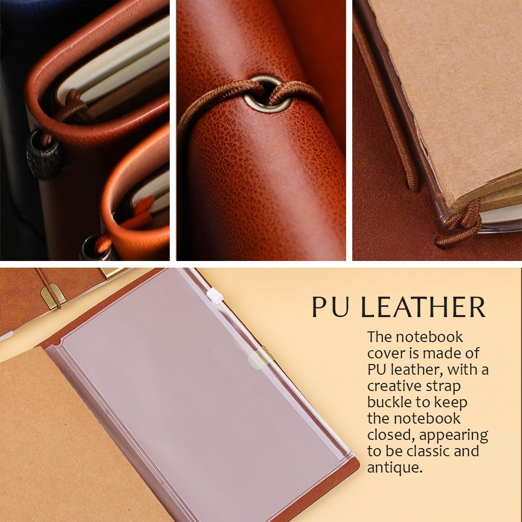 Zibuyu Leather Notebook for Writing with 240 Pages Plain Paper | 5x7 in Brown Journal