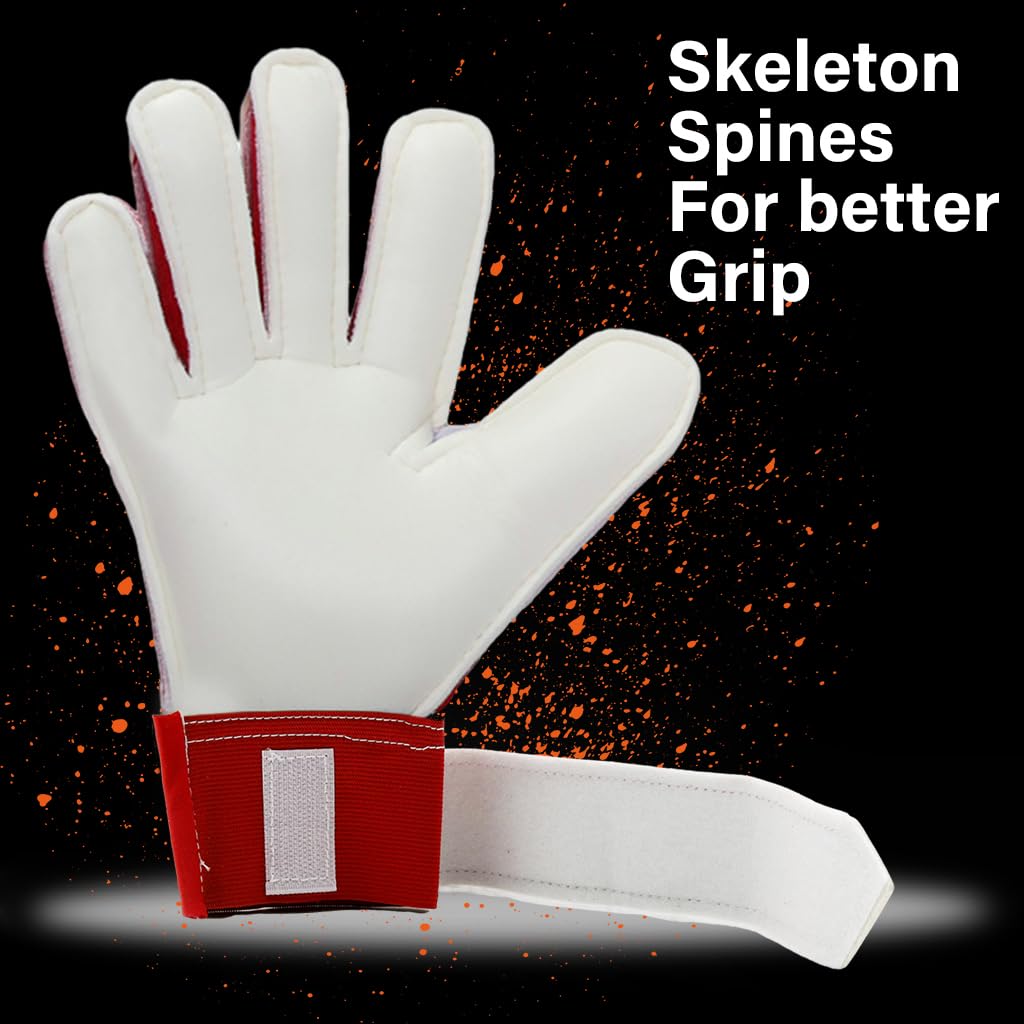 Proberos Goalkeeper Gloves for Football with Double Wristband and 14cm Palm Size | Latex Palm Grip for Teens and Adults