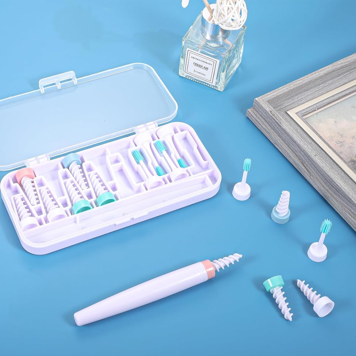 HANNEA Ear Wax Removal Tool Kit with 16 Silicone Tips and Triple Curved Loop | Stainless Steel Ear Cleaner for Safe Deep Cleaning