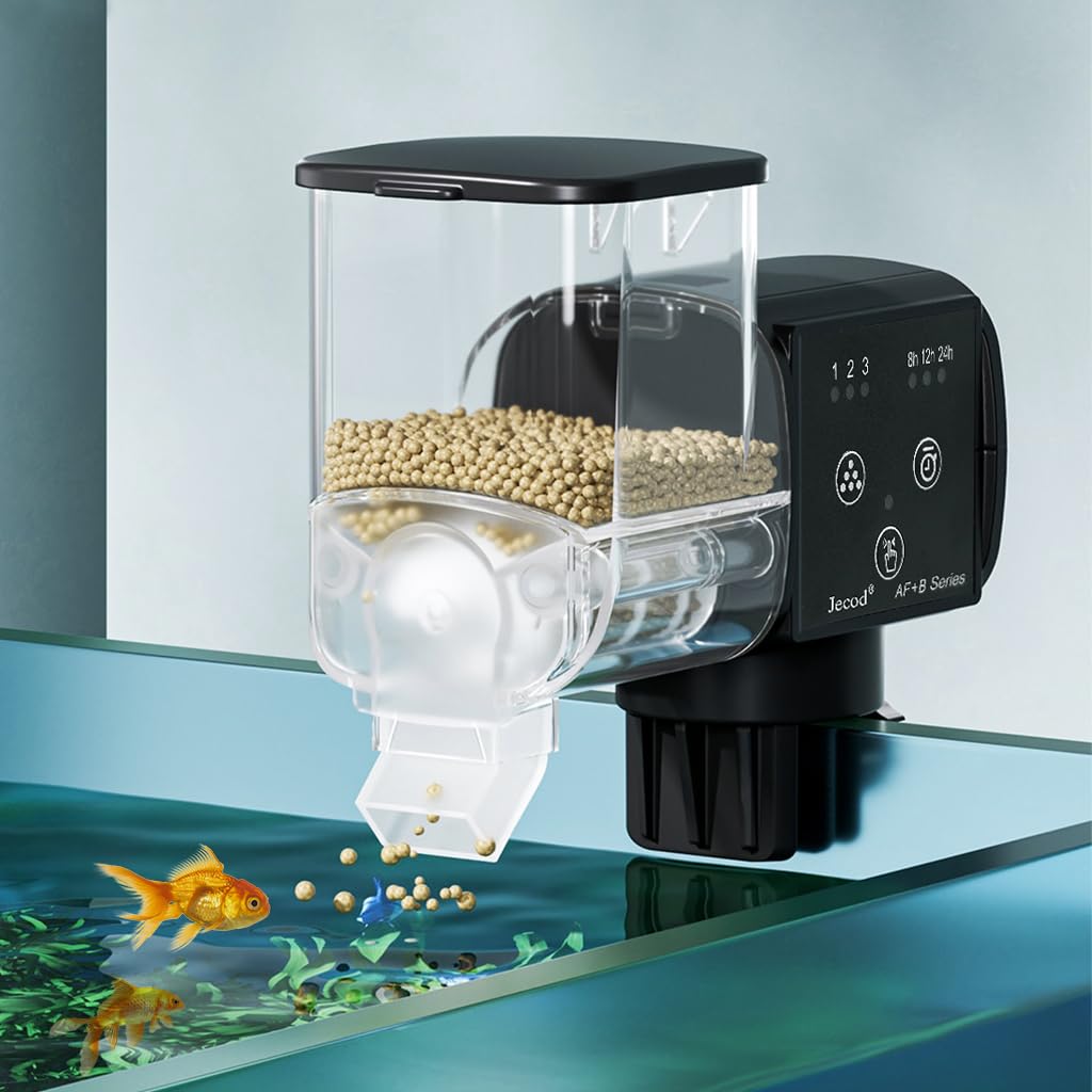 Qpets 340ml Automatic Fish Feeder Aquarium Automatic Fish Feeder with 3 Timer, Moisture-Proof Aquarium Tank Fish Food Dispenser Electric Auto Fish Food Dispenser Adjustable Feeding Amount