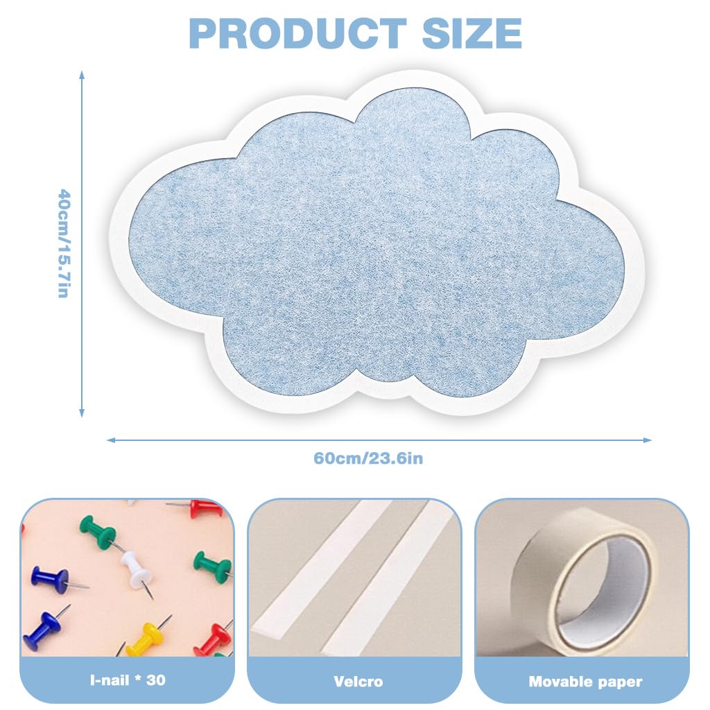 OFIFO Felt Pin Board for Home Office Display and DIY Wall Decor | 15.7x23.6 Inch Cloud Panel
