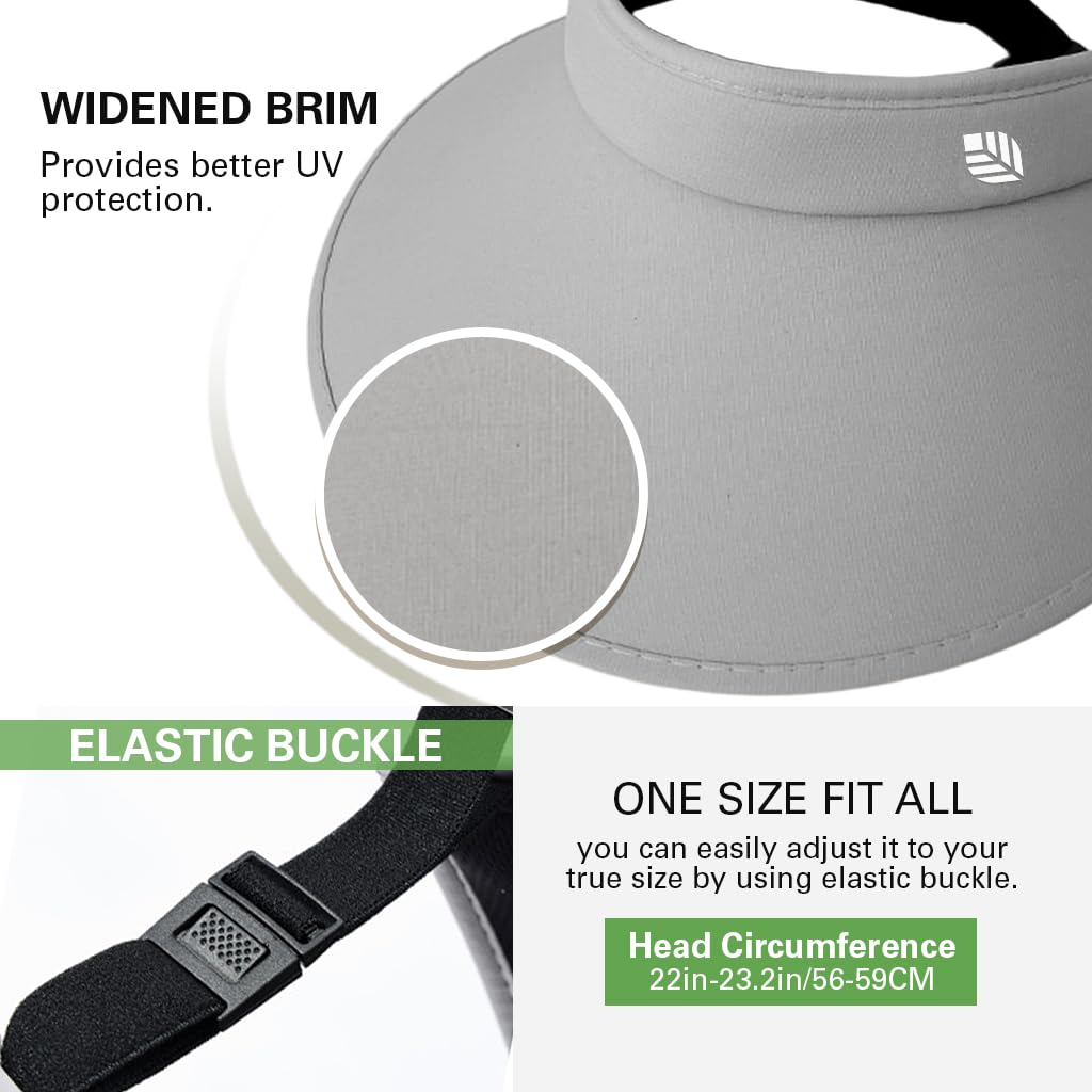 Venzina Sun Visor Hat for Women with 13.5 cm Wide Brim and L.R.C Velvet Black Liner | Grey