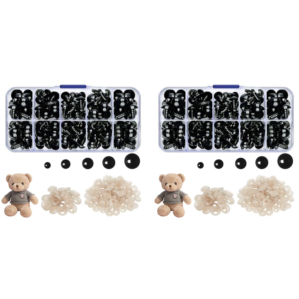 ZIBUYU Safety Eyes for Toy Restoration with Washers 142pcs Black Plastic | DIY Crafts