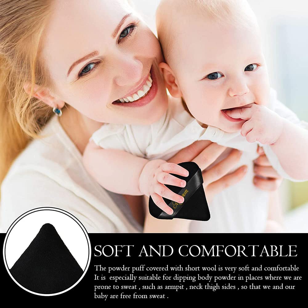 MAYCREATE Triangle Powder Puff for Face and Body Powder 10pcs Set | Soft Cotton Velour Reusable Sponges