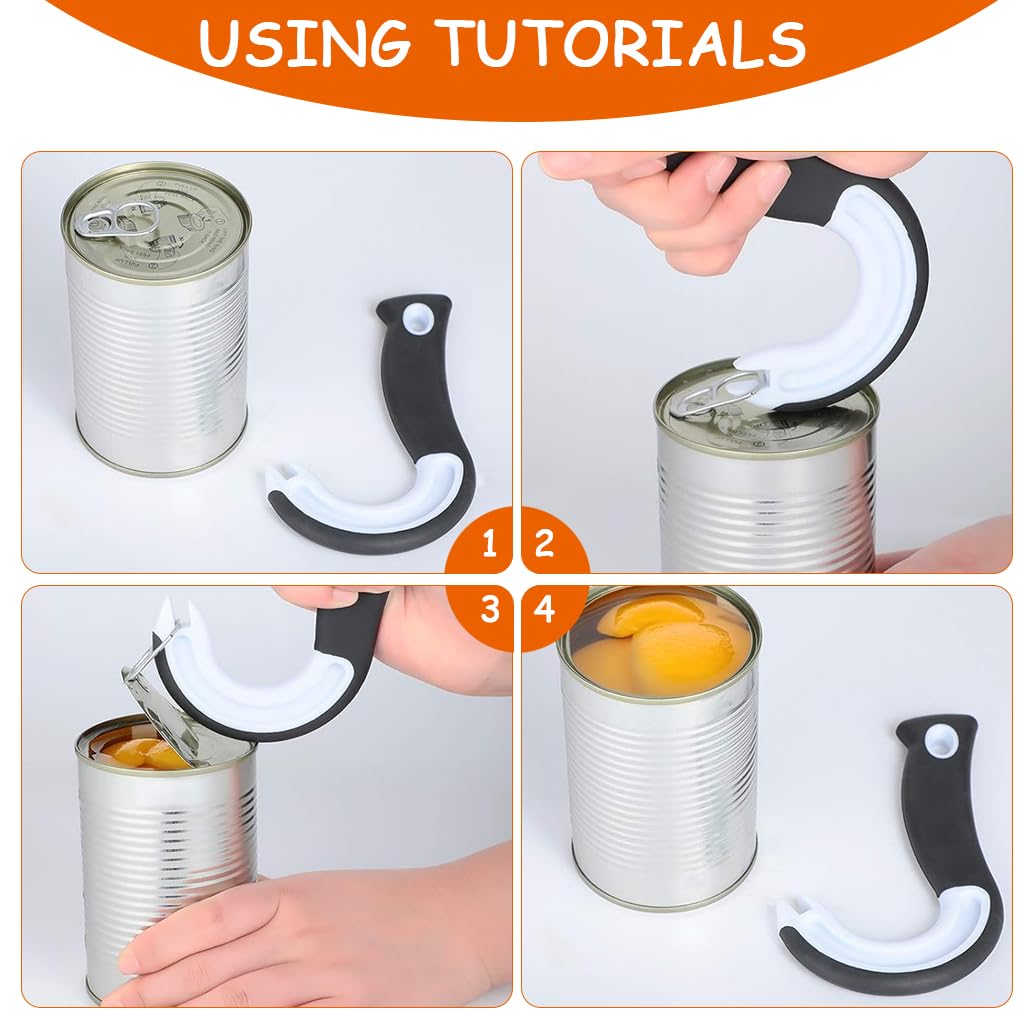 HASTHIP Easy Open Ring Pull Can Opener for Cans and Jars with Ergonomic Hook 15.5×9 cm | Strong Rubber Grip for Seniors and Weak Hands