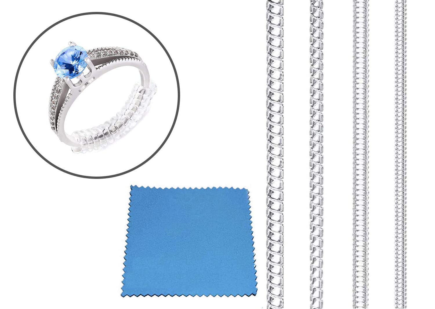 HASTHIP Ring Size Adjuster Set for Loose Rings with 12pcs 2mm 3mm 5mm Coils | Transparent TPU