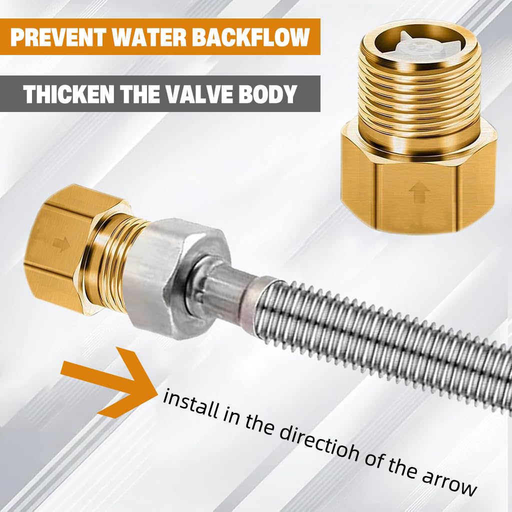 Serplex Brass Check Valve for Water & Gas Systems with 1/2 in NPT Threads | Leak-Free One-Way Design