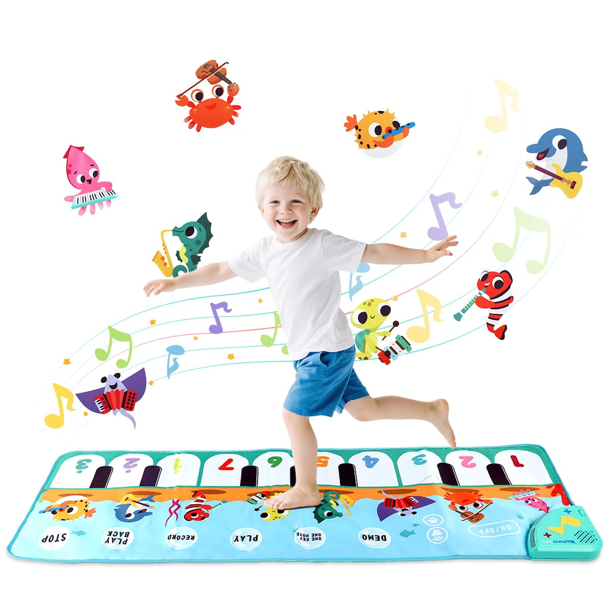 PATPAT® Musical Mat for Kids, Music Piano Keyboard Dance Floor Mat Carpet Animal Blanket