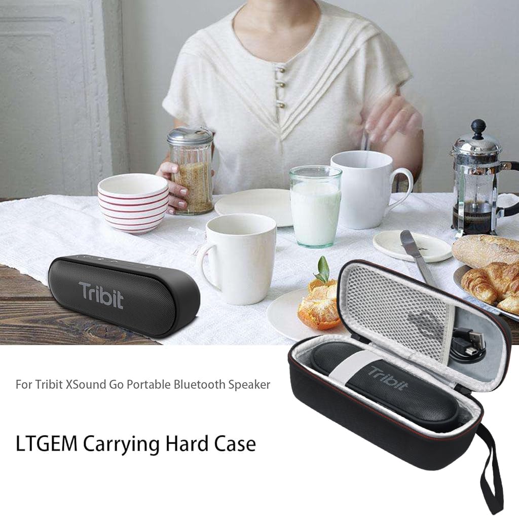 ZORBES Carry Case for Tribit XSound Go Bluetooth Speaker with EVA Hard Shell and Hand Strap | Travel Storage Bag with Plush Lining and Mesh Pocket