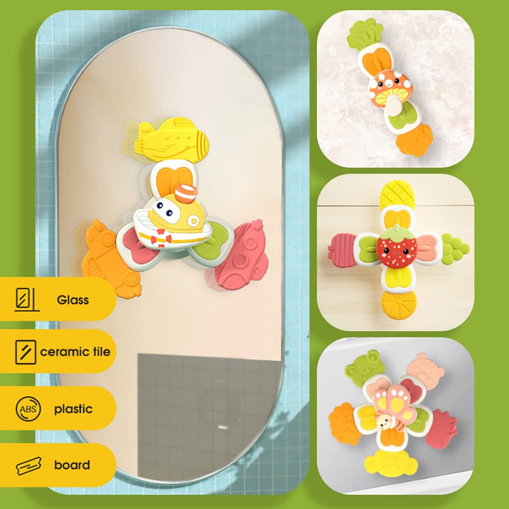 PATPAT Baby Bath Toys Set for Toddlers with Suction Cup and Spinning Design | 4pcs Sensory Gift