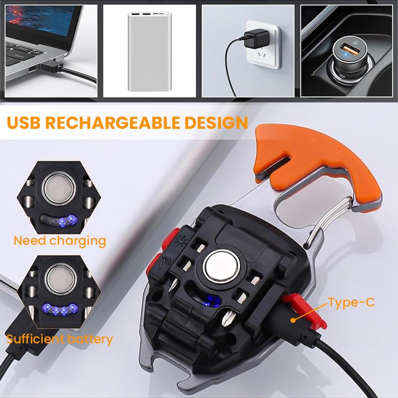 ELEPHANTBOAT Pocket Lamp for Outdoor Use with 500lm COB Light and 5 in 1 Multi Tool | USB Rechargeable