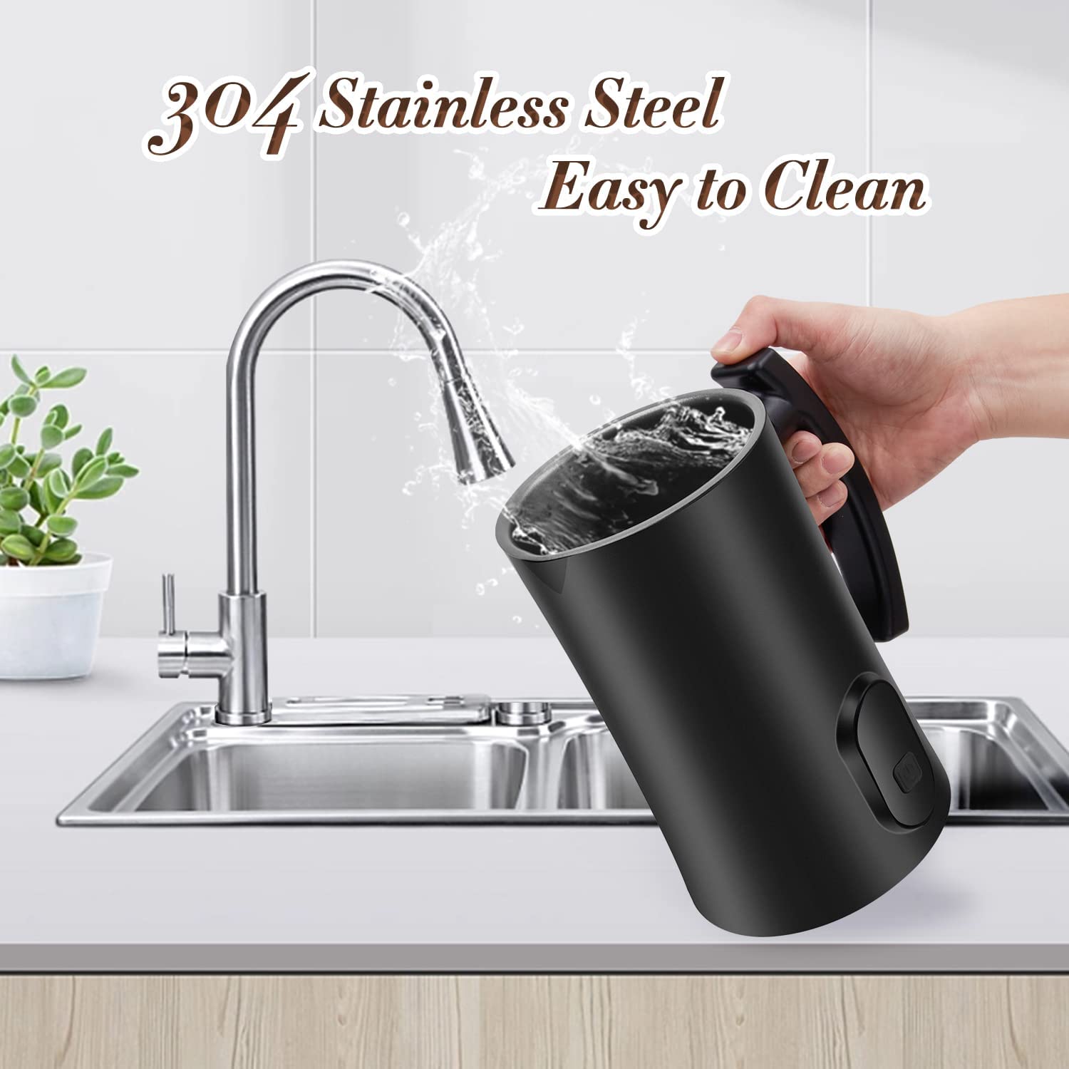 Supvox Electric Milk Frother for Coffee with 4 in 1 Settings featuring 350ml Capacity and Stainless Steel Design