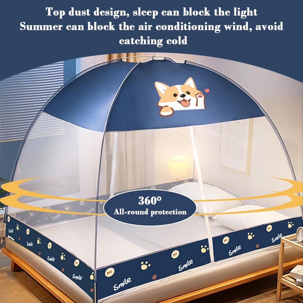 HASTHIP Pop Up Mosquito Net Tent for Double Bed with Dual Zipper Doors and Fine Mesh 6.6 x 7.2 ft