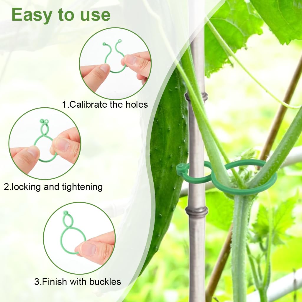 HASTHIP Plant Support Clips 100pcs for Tomatoes and Beans featuring Figure 8 Connectable Loops