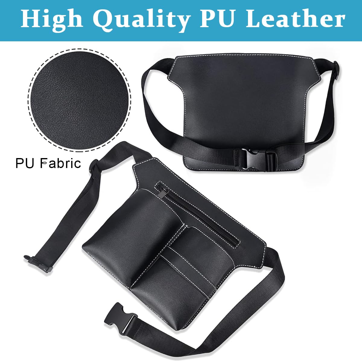 MAYCREATE Hairdresser Scissor Bag with 5 Scissor Sleeves and Zipper Pocket | PU Leather Salon Waist Pouch