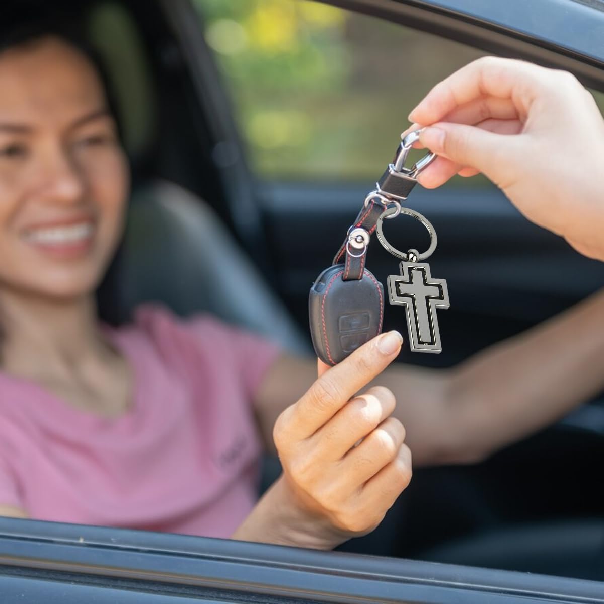 HASTHIP Cross Keychain for Home and Car Keys featuring 360° Rotating Cross | Zinc Alloy 4.57×2.83×0.28 in