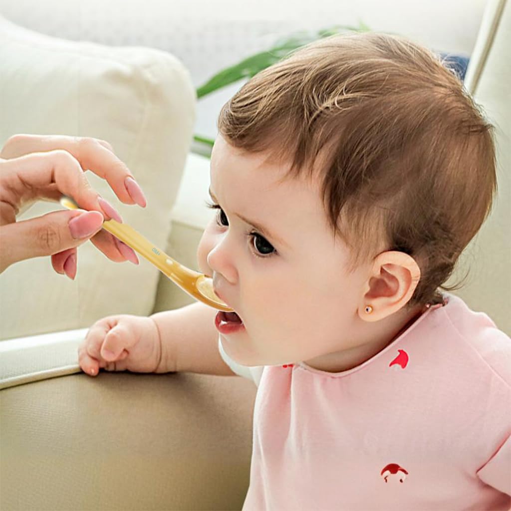 SNOWIE SOFT Silicone Baby Feeding Spoon Set for 0–12 Months with 30° and 70° Curved Tips | Includes Storage Case