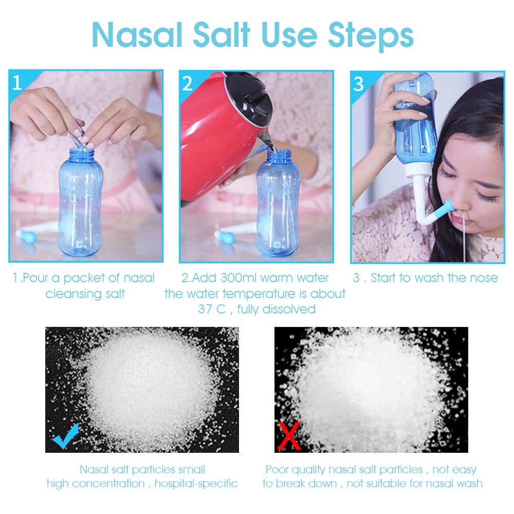 HANNEA® 40 pcs Neti Salt Set for Daily Nasal Cleaning, Nasal Rinse,Nasal Relief,Nasal Sinus,Allergy Relief,Individual Package