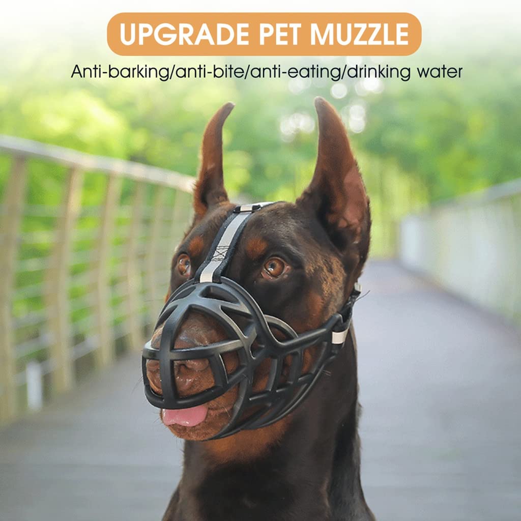 Qpets Dog Muzzle for Training and Walking with Reflective Strap | 7.5 cm Length TPE Design