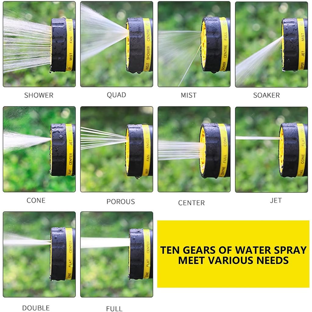 HASTHIP Garden Hose Water Sprayer Kit for Lawn and Car with 15 m Hose & 10 Spray Modes