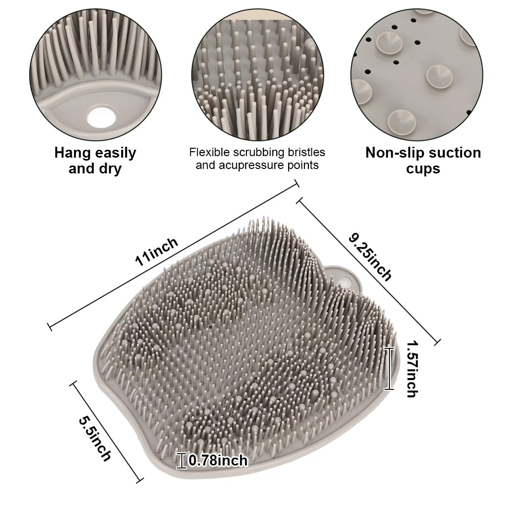 HANNEA Foot Scrubber for Shower with Non Slip Suction Cups and Hanging Hole | 26 x 22cm PVC Mat