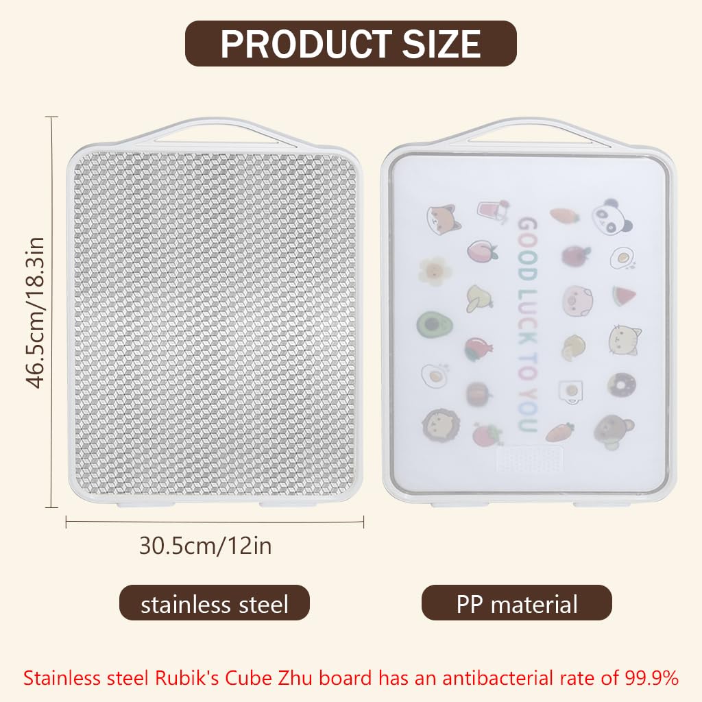Supvox Chopping Board for Meat Fruit and Vegetables with Dual Sided Design | 18.1x11.8 in 304 Stainless Steel