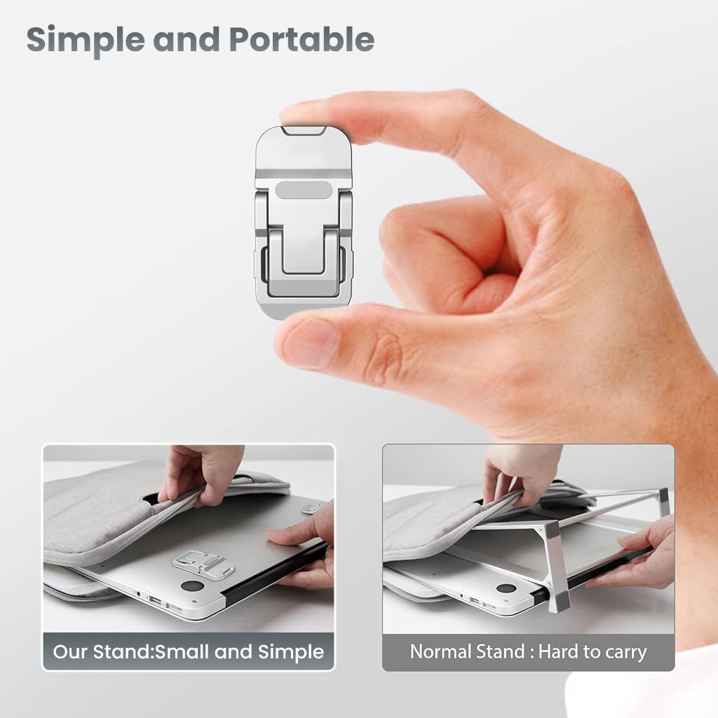 ZORBES Portable Invisible Laptop Riser Stand for Ergonomic Use featuring 2pc Alloy Folding Design