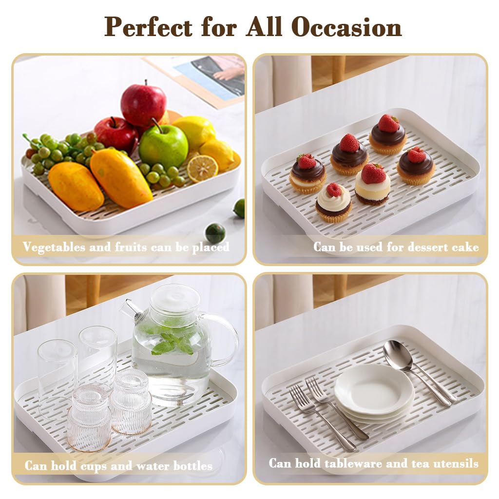 Supvox Double Layered Drain Tray for Kitchen and Coffee Station featuring Slotted Design 13x9.6 in White