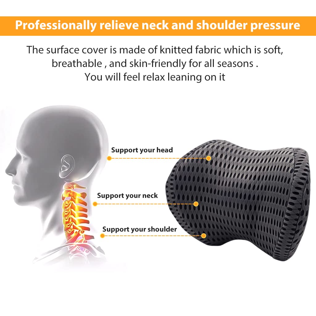 STHIRA Car Neck Rest Pillow for Driving with Adjustable Strap and Ergonomic Curve Design | 30cm Breathable Memory Foam Support