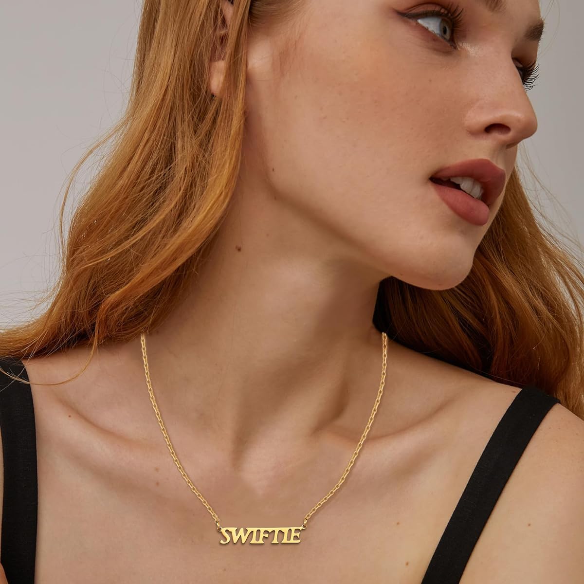 Venzina Taylor Necklace for Women featuring Swift Pendant in Gold Plated Stainless Steel | Gift for Fans