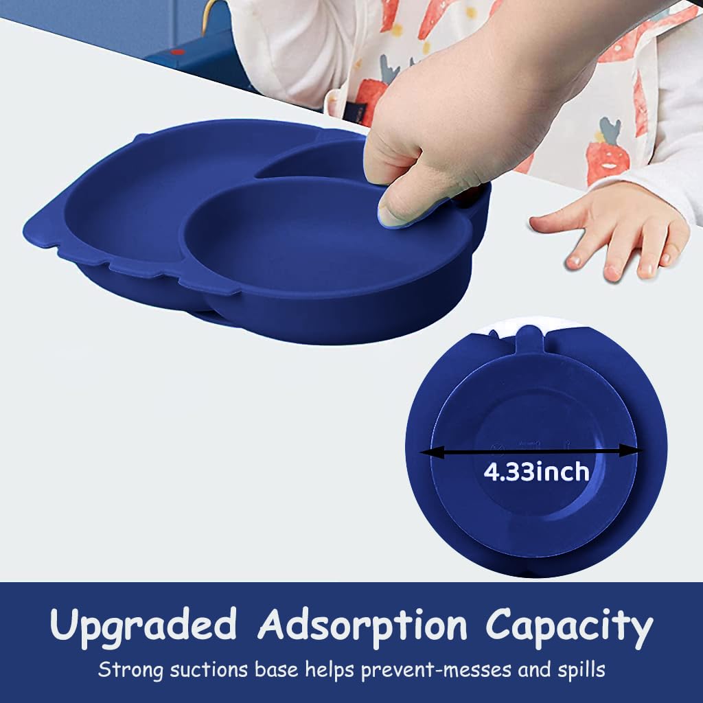 SNOWIE SOFT Suction Plates for Baby with 3 Divided Compartments and Stable Cup Design | Foodgrade Silicone for Toddlers
