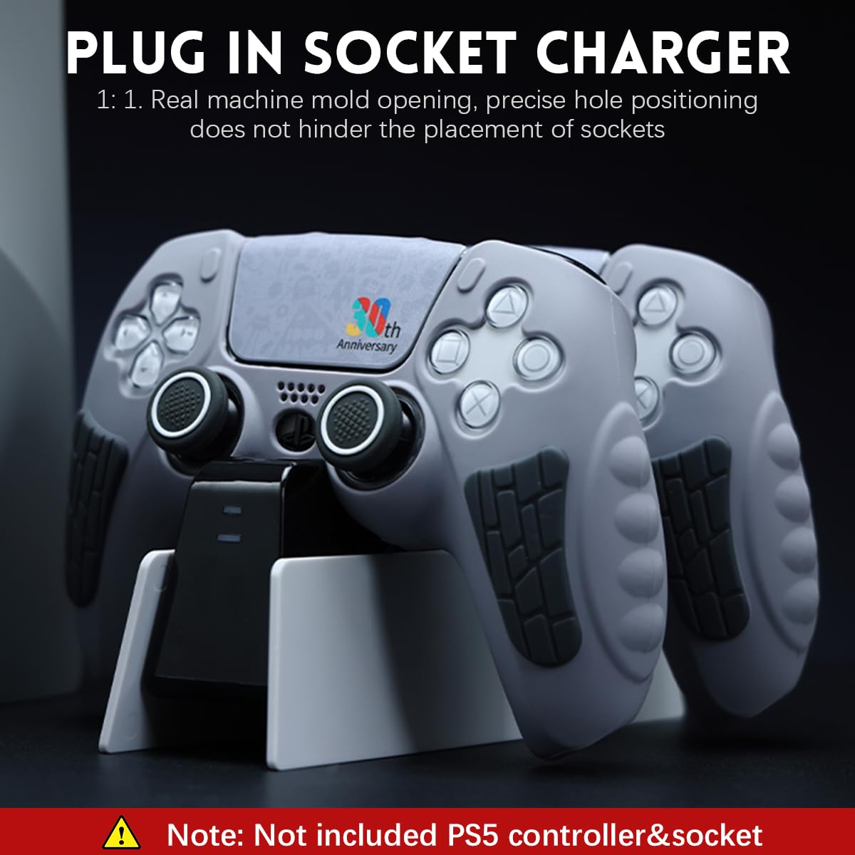 ZORBES Game Controller Silicone Cover for PS5 featuring 30th Anniversary Design with 2 Thumb Grip Caps & Touchpad Sticker