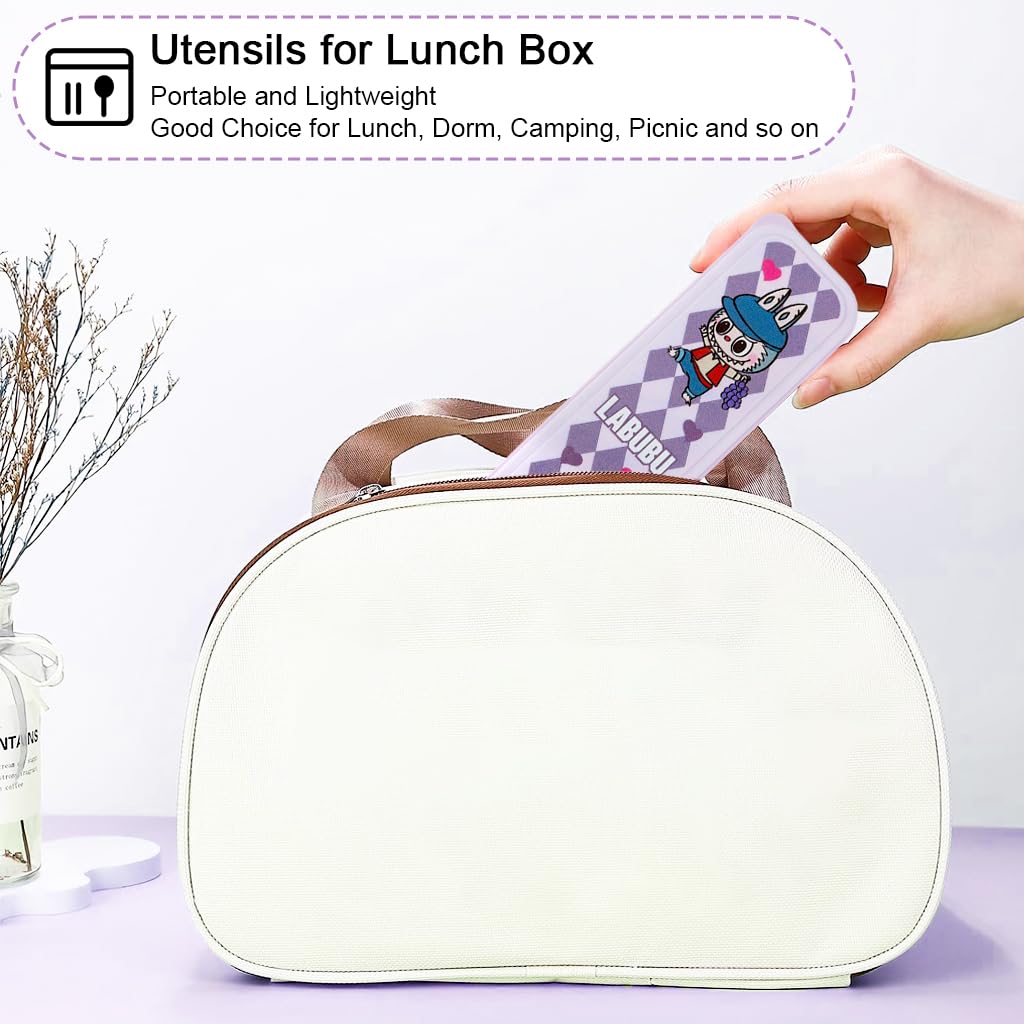 Supvox Fork and Spoon Set for School and Picnic with Storage Case | Stainless Steel Utensils