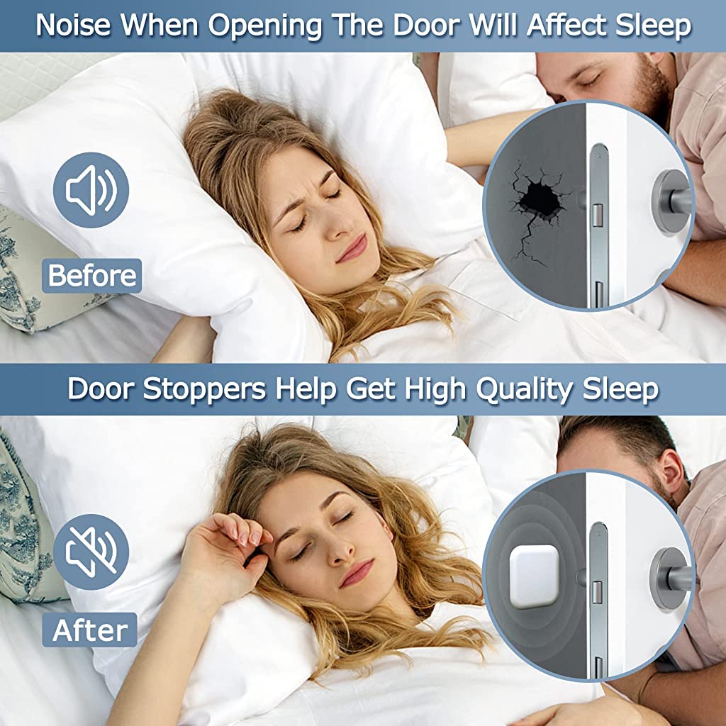 HASTHIP Door Bumper Wall Protector 12PCS for Quiet Door Opening with Self Adhesive Silicone Pads 4.5 x 4.5cm White