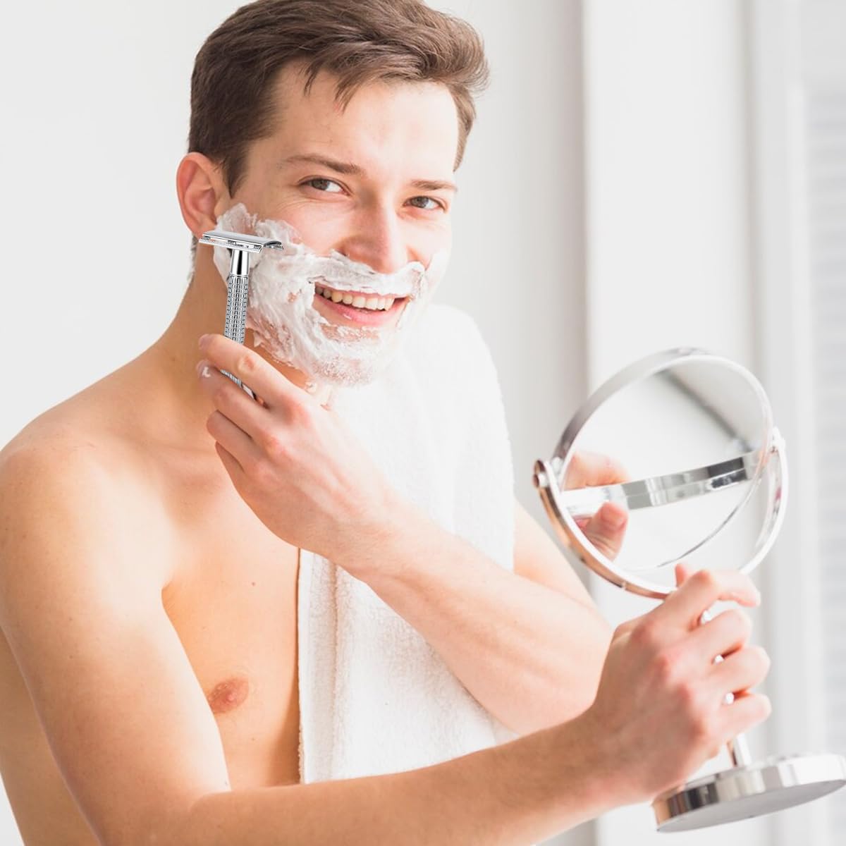 PATPAT Double Edge Safety Razor for Men and Women with Mirror Case | Stainless Eco Reusable Shaver