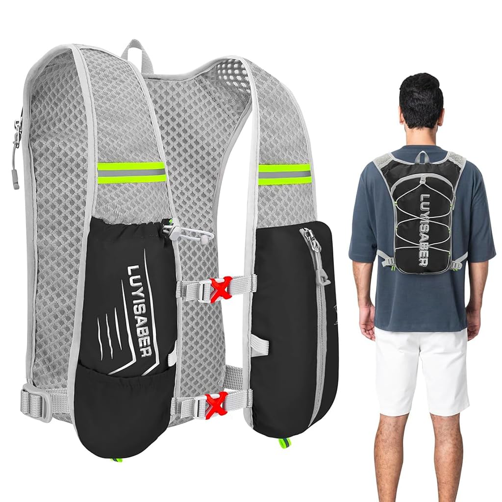 Proberos Hydration Vest for Running and Cycling with Reflective Strips & Breathable Mesh | Lightweight Nylon Backpack for Marathon Training