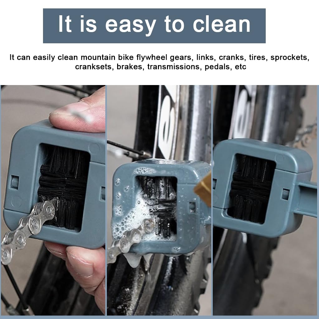 STHIRA Chain Cleaning Brush with Dual Head and Detachable 4-Side Scrubber for Bicycles & Motorcycles