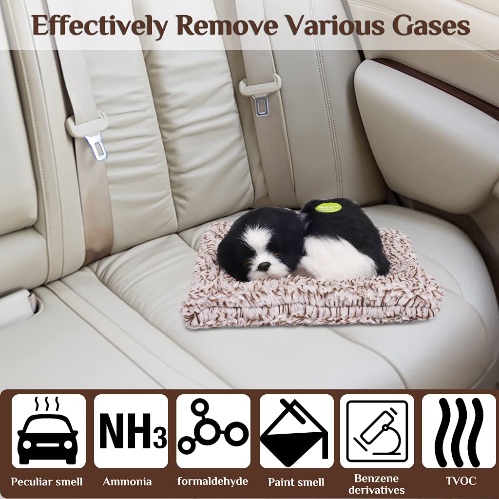 PATPAT Cute Simulation Sleeping Puppy Dog Toy for Car and Home with Sound and Bamboo Charcoal | Black Plush Decoration and Kids Gift