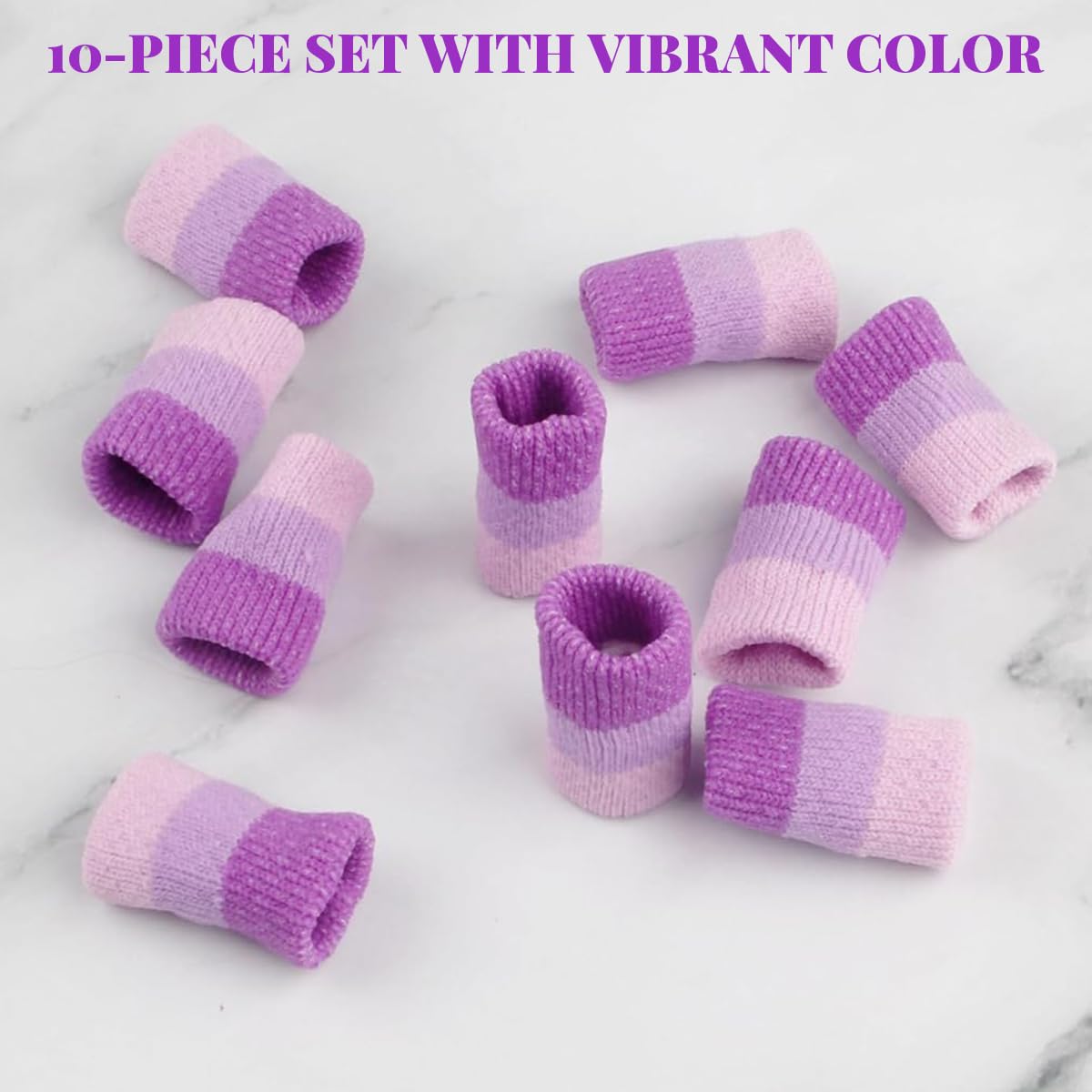 HASTHIP Crochet Finger Guard for Knitting and Sports with 10PCS Stretchy Nylon Purple Sleeves