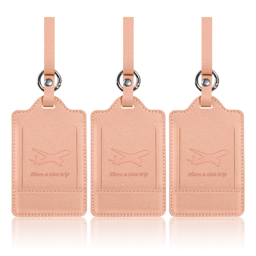 PALAY® 3 Pack Luggage Tags, PU Leather Luggage Tags Privacy Protection Travel Bag Labels for Suitcase Tags for Women Men Teens Travel