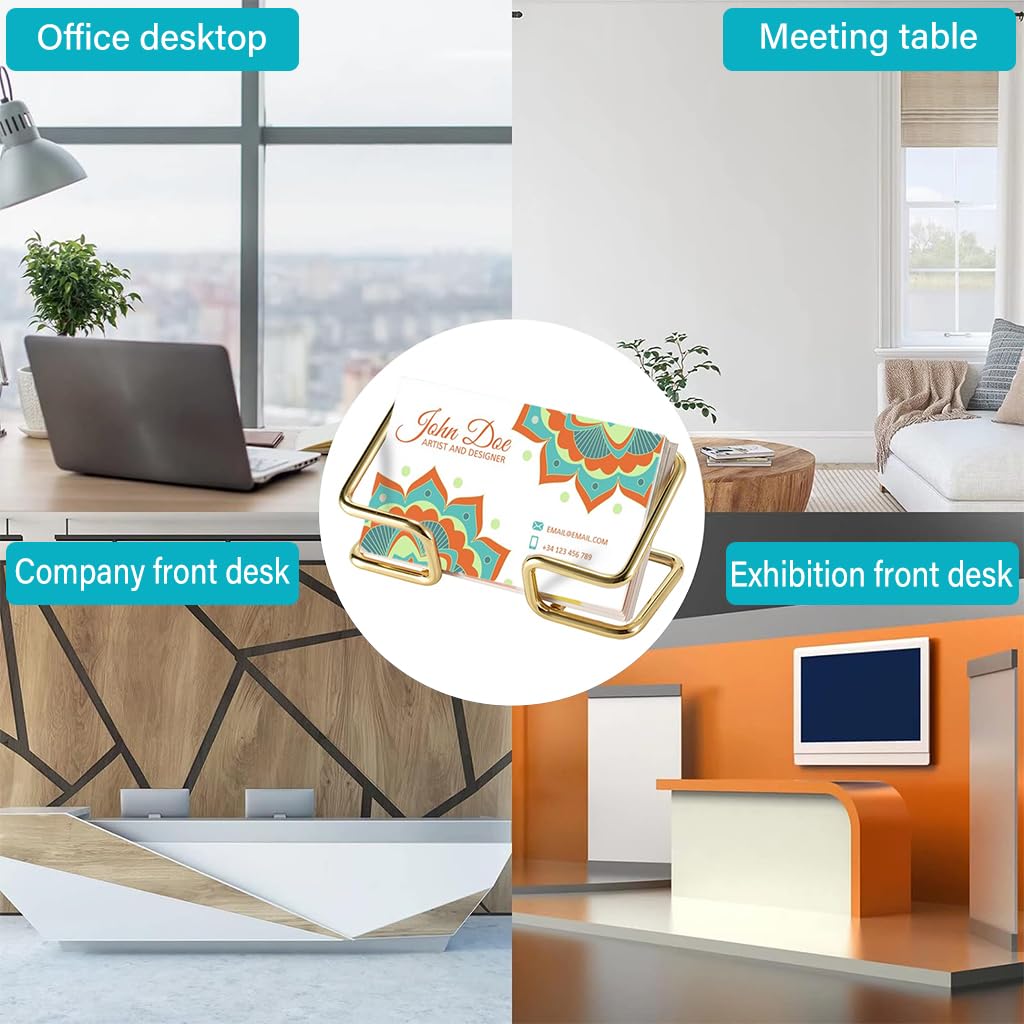 Climberty Business Card Holder for Desk featuring Tilted Display Design and 100PCS Capacity | Gold Iron Organizer for Offices