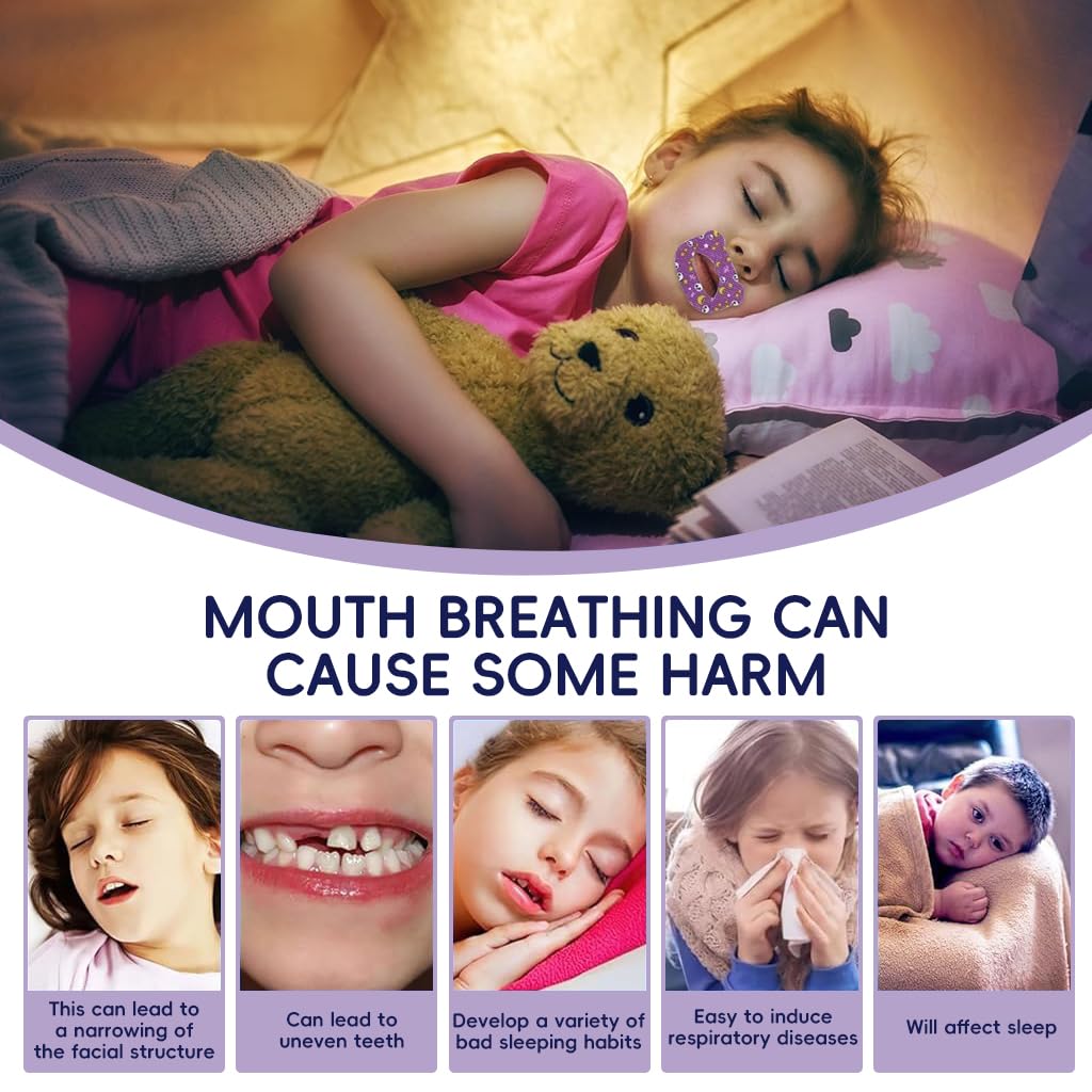 ZIBUYU Sleeping Mouth Tape for Kids 30 Counts with Self Adhesive Non Woven Fabric | Panda Print Strips for Nasal Breathing
