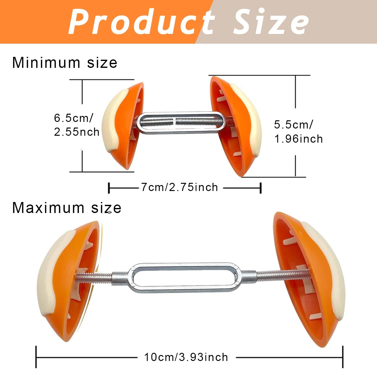 MAYCREATE Shoe Stretchers for Women featuring Dual Head Arch Braces and 7–11cm Width Adjustment | Orange