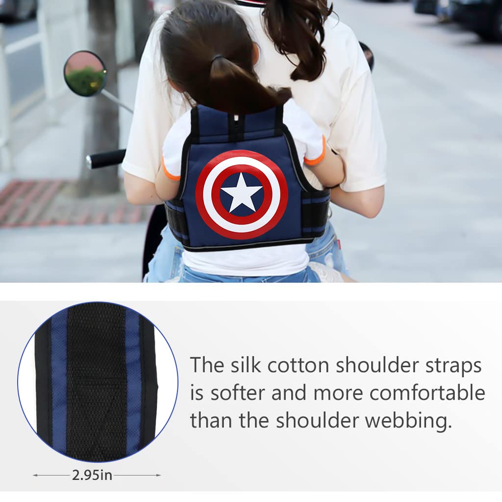 SNOWIE SOFT Kids Safety Belt for Two Wheeler with Reflective Strips and 4 Strap Buckle | Adjustable 3 PCS Polyester Harness for Boys and Girls 2 12 Years