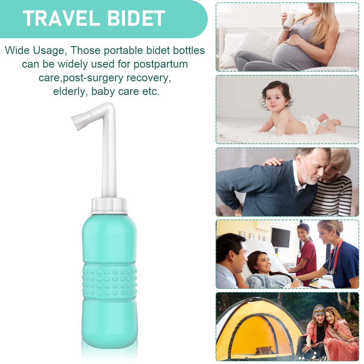 HANNEA Portable Bidet for Toilet and Travel with 450ml Bottle and Dual Nozzles | Ergonomic Design