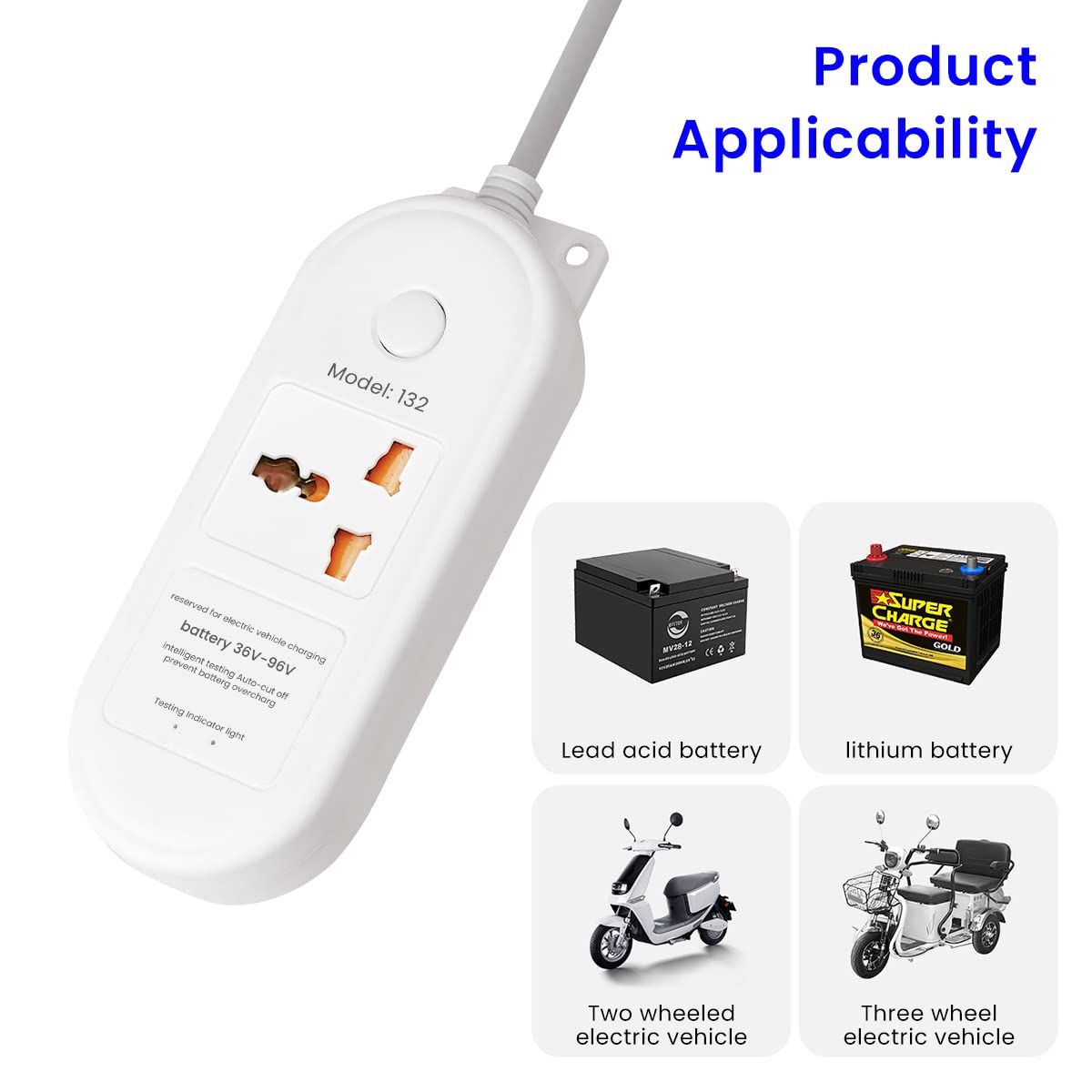 ZORBES Extension Board with 4.8m Cable for Electric Bikes and Scooters featuring Smart Auto Off | Surge Protected and Flame Retardant Design