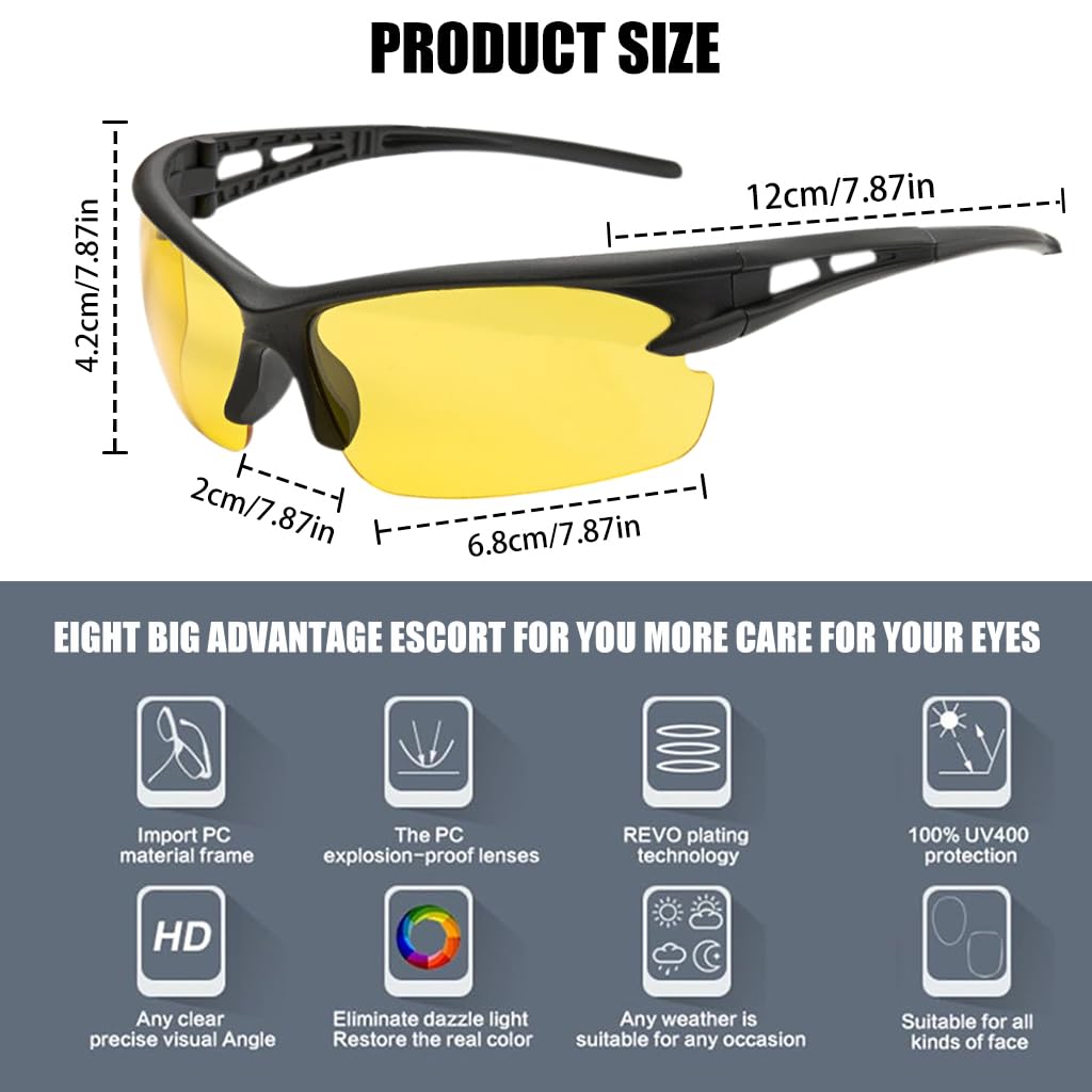 Proberos® Outdoor Riding Sunglasses Non-Polarized Sunglasses Color Lens Unisex Sunglasses for Men Women UV400 Anti Glare Riding Sunglasses HD Windproof Sunglasses with Sunglasses Box