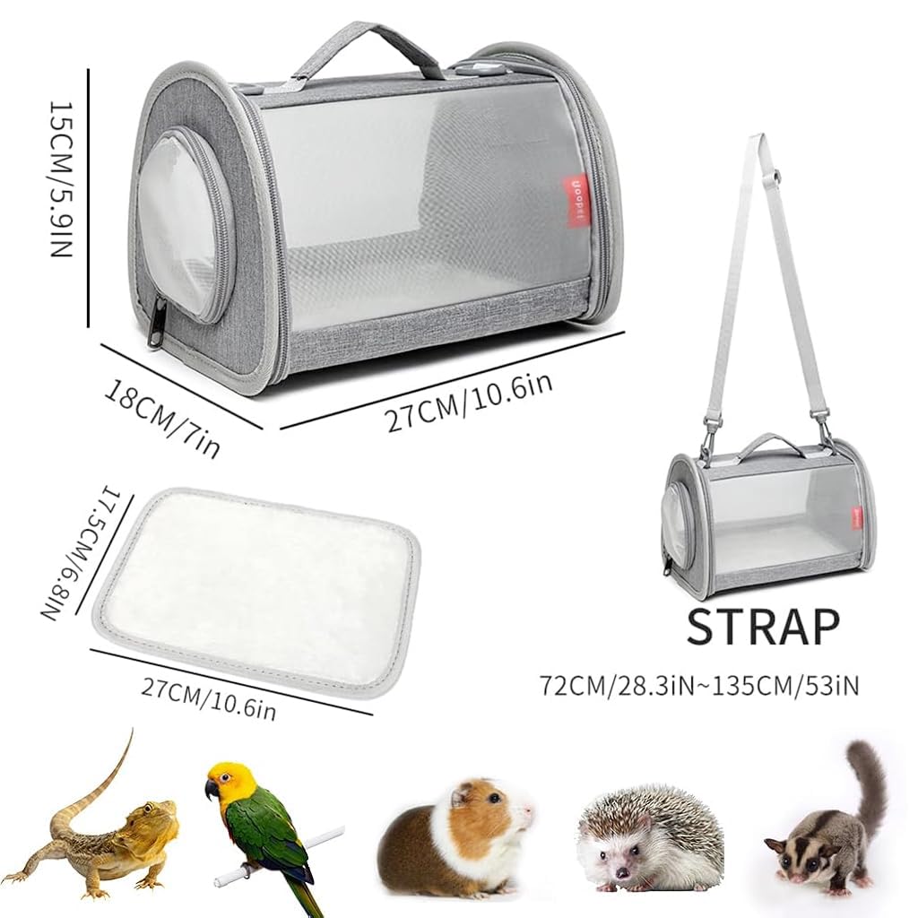 Qpets® Portable Carrier Case for Small Animal Travel Carrier Bag for Guinea Pig Breathable Carrier Cage with Handle Travel Carrier Cage for Squirrel, Hamster, Bunny, Lizard, Bird, Hedgehog