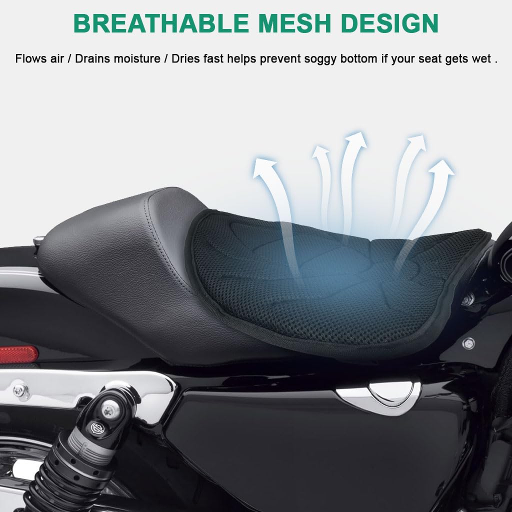 STHIRA Motorcycle Seat Pad for Long Rides with 29.5 x 29 cm Anti Skid Mesh Cushioning | Breathable and Vibration Absorbing